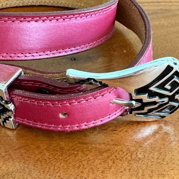 NOCONA Red Leather Tribal/Aztec style belt sz 32 EUC VINTAGE main image 4
